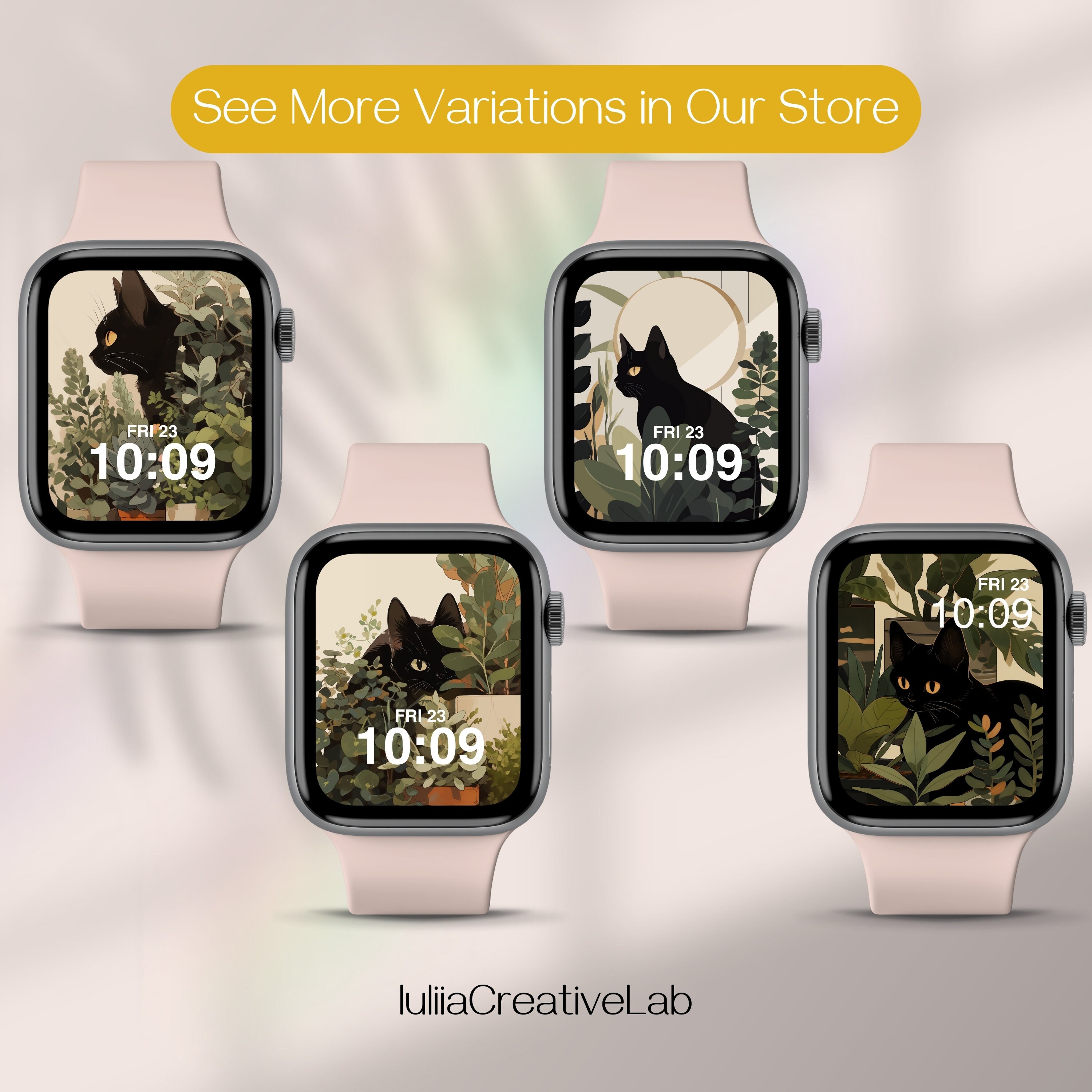 Apple Watch Wallpaper, Apple Watch Face, Cat Watch Face, Plants