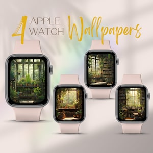 Sfondo Apple Watch Anime, Sfondo Smartwatch Lofi Studio, Sfondo Orologio Piante, Quadrante Apple Watch Scaffale, Sfondo iWatch Libri