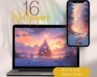 Winter Wonderland Background, Christmas Aesthetic Wallpaper, Pastel Aesthetic Background, Xmas Wallpaper, Snowflake Background Mac Wallpaper
