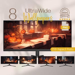 Booklover Halloween Edition Computer Ultrawide Wallpapers Spooky Season, Studio High-Def Halloween Widescreen Backgrounds for PC and Desktop