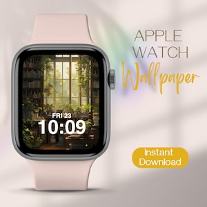 Anime Apple Watch Wallpaper, Lofi Studio Smartwatch Hintergrund, Bücherregal Apple Watch, Pflanzen Uhr Hintergrund, Bücher iWatch Wallpaper