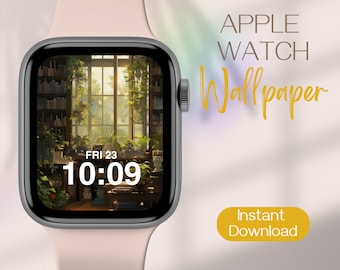 Anime Apple Watch Wallpaper, Lofi Studio Smartwatch Background, Bookshelf Apple Watch Face, Plants Watch Background, Books iWatch Wallpaper