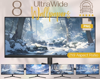 Beautiful Snowy Landscape for Your Desktop Ultrawide Background, 4K Winter Forest Widescreen Wallpapers, High Definition Ultra Wide PC Scene