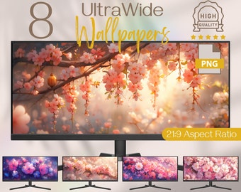 Blossom ästhetische ultraweite Hintergrundbilder, kawaii Desktop Hintergrundbilder, wunderliche Hintergrundbilder, Computer Hintergrund, pinke Hintergrundbilder
