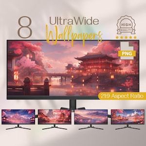 Papiers peints ultra larges japonais Sakura, papier peint large 4K fleurs de cerisier, arrière-plan ultra large, papier peint grand écran haute résolution