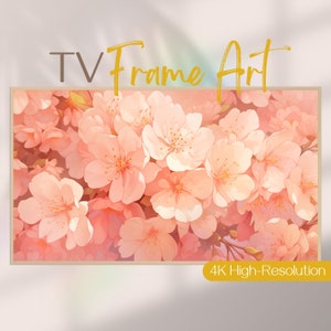 Marco para TV con diseño de flor de cerezo - Cubierta artística Sakura para televisores Samsung y LG. Realza la decoración del hogar. Se adapta al televisor TheFrame para sala de estar. Diseño floral.