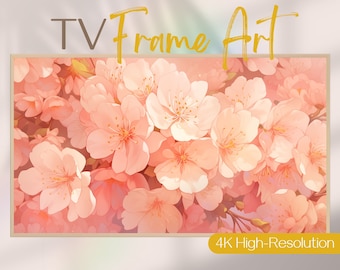 Cherry Blossom TV Art Frame: Floral Living Room Decor (Digital Download)
