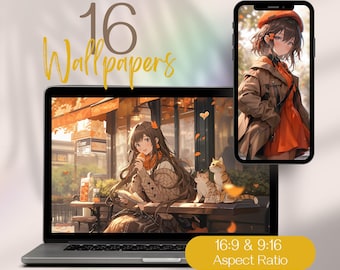 Anime Fall Computer Wallpaper, Fall Desktop Backgrounds, Kawaii iPhone Wallpaper, Autumn Wallpaper, Cute Macbook Wallpaper, Phone Wallpaper