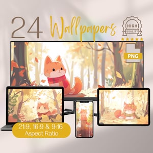 Cute Red Cat & Cozy Autumn Desktop and Phone Wallpapers Pack, 4K High-Res Fall-Themed Backgrounds for Your Devices, Computer, Laptop, Tablet
