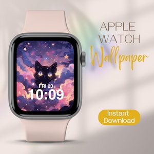 Sfondo stravagante per Apple Watch, sfondo pastello per quadrante Apple Watch, sfondo con gatto per Apple Watch, sfondo per iWatch, sfondo per smartwatch