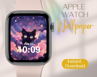 Whimsical Apple Watch Wallpaper, Pastel Apple Watch Face Wallpaper, Cat Apple Watch Background, iWatch Wallpaper, Smartwatch Wallpaper