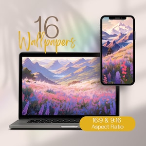 Pastel Computer Wallpaper, Whimsical Wallpaper Desktop Aesthetic Wallpaper, Mountain Pastel Wallpaper Lofi Meadow Wallpaper Anime Wallpapers, Image 1