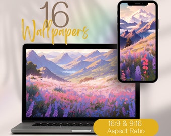 Pastel Computer Wallpaper, Whimsical Wallpaper Desktop Aesthetic Wallpaper, Mountain Pastel Wallpaper Lofi Meadow Wallpaper Anime Wallpapers