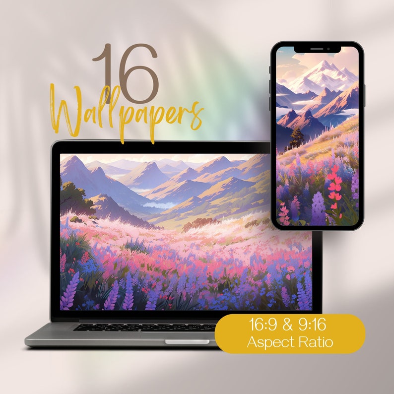 Pastel Computer Wallpaper, Whimsical Wallpaper Desktop Aesthetic Wallpaper, Mountain Pastel Wallpaper Lofi Meadow Wallpaper Anime Wallpapers, Image 1