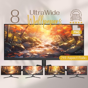 Autumn Forest Ultrawide Wallpaper, Fall Scenery HD Desktop Background, Aesthetic Ultra Wide Monitor Decor, Fall Season Desktop Wallpaper