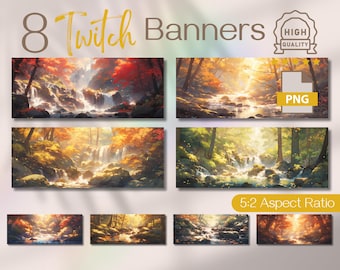 Autumn Forest Twitch Banners: Fall Anime Streamer Set (Digital Download)