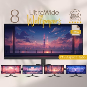 Anime Ultrawide Wallpaper Studio Desktop Wallpapers, Lofi Computer Background, Neon Widescreen Wallpaper, 4K Ultra Wide Wallpaper Desktop