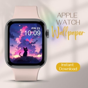 Pastel Apple Watch Face Wallpaper, Whimsical Apple Watch Wallpaper, Cat Apple Watch Background, iWatch Wallpaper, Smartwatch Wallpaper