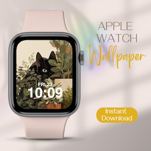 Apple Watch Wallpaper, Apple Watch Gesicht, Katzen Ziffernblatt, Pflanzen Smartwatch Wallpaper, Uhrenhintergrund, iWatch Wallpaper, Smart Watch Gesicht