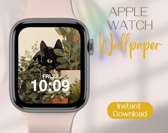 Apple Watch Wallpaper, Apple Watch Face, Cat Watch Face, Plants Smartwatch Wallpaper, Watch Background, iWatch Wallpaper, Smart Watch Face