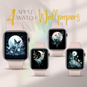 Sfondo per smartwatch Moon, quadranti estetici per Apple Watch, sfondi per Apple Watch con farfalle, sfondo floreale per smartwatch con fiori