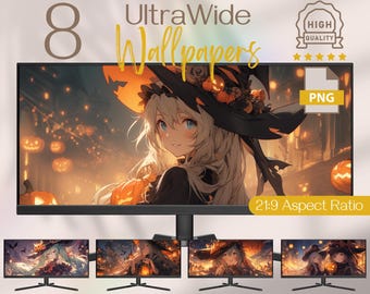 Anime Halloween Ultrawide Wallpapers, 4K HD Autumn Scenes for Desktop, Aesthetic PC Background, Fall Season Ultra Wide Monitor Wallpaper