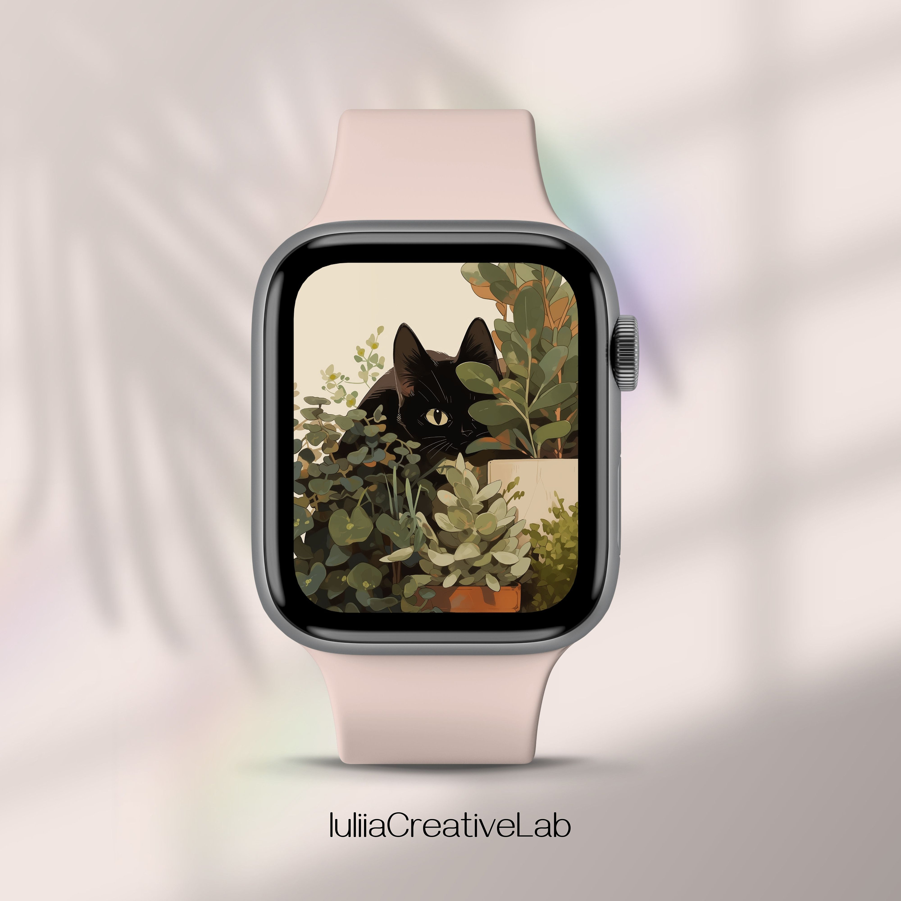 Apple Watch Wallpaper, Apple Watch Face, Cat Watch Face, Plants