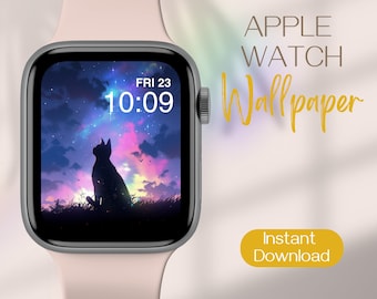 Pastel Apple Watch Face Wallpaper, Whimsical Apple Watch Wallpaper, Cat Apple Watch Background, iWatch Wallpaper, Smartwatch Wallpaper