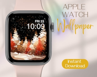 Winter Apple Watch Wallpaper, Forest Tree Smartwatch Background, Christmas Watch Background, Festive Apple Watch Face, Xmas iWatch Wallpaper