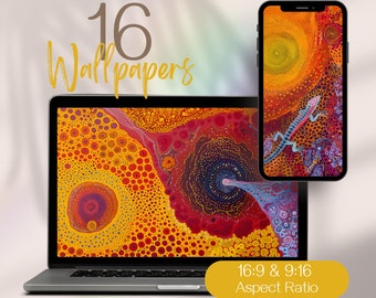 HD Wallpaper for Computer - Aboriginal Indigenous Art, Vibrant Dreamtime 4K Desktop Background, High-Resolution Australian Authentic Design