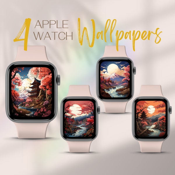 Écran japonais Sakura pour Apple Watch, fonds d'écran fleurs de cerisier iWatch pour montre, papier peint paysage pour cadran de montre