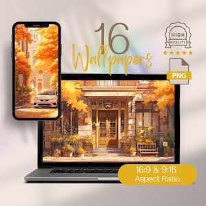 Sfondi artistici per computer per l'autunno, sfondi estetici ad alta risoluzione per paesaggi autunnali, sfondi desktop di ottobre in città