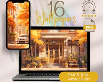 Artistic Computer Wallpaper for Fall, Aesthetic High Resolution Autumn Scenery Wallpapers, Fall in the City October Desktop Backgrounds