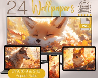 Animals in Autumn Forest Wallpapers Pack, High Resolution Ultrawide 4K HD Desktop Background, Computer, Laptop & Tablet, Phone Screen Art
