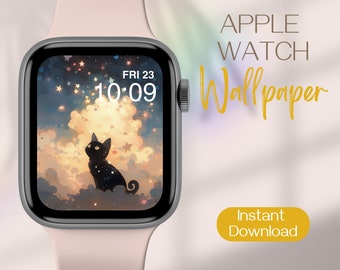 Whimsical Apple Watch Wallpaper, Pastel Apple Watch Face Wallpaper, Cat Apple Watch Background, iWatch Wallpaper, Smartwatch Wallpaper