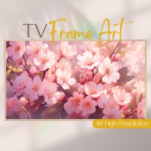 Marco de flor de cerezo en modo arte para TV Samsung, marco estético con diseño de sakura para televisión, mejora tu espacio vital, hermoso diseño para el hogar.