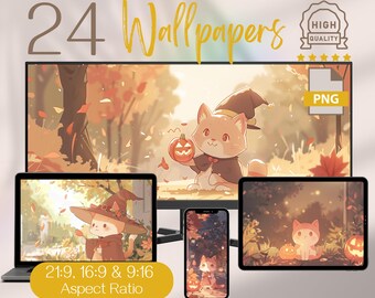 Cute Red Cat & Halloween Fun Desktop Wallpapers Pack, 4K Ultra HD Computer Widescreen, Ultrawide Backgrounds, Wallpapers for Laptop, Phone