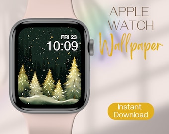 Winter Apple Watch Wallpaper, Forest Tree Smartwatch Background, Christmas Watch Background, Festive Apple Watch Face, Xmas iWatch Wallpaper