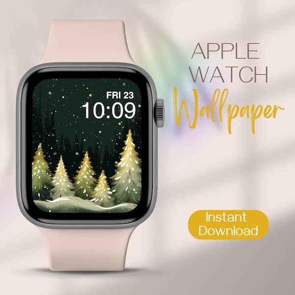 Winter Apple Watch Wallpaper, Forest Tree Smartwatch Background, Christmas Watch Background, Festive Apple Watch Face, Xmas iWatch Wallpaper