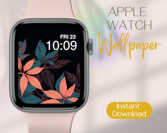 Watch Wallpaper, Apple Watch Face, Leaf Watch Face Plants Smartwatch Wallpaper, Tropical iWatch Wallpaper, Watch Background Smart Watch Face