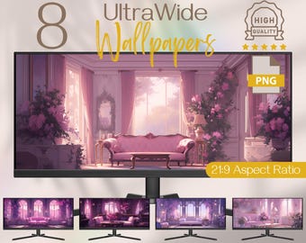 Anime Ultrawide Wallpaper: Pink Living Room Backgrounds, 4K HD (Digital Download)