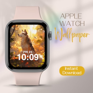 Quadrante Apple Watch carino, sfondo smartwatch lupo, sfondo stravagante Apple Watch, download quadrante Apple Watch, quadrante smartwatch foresta