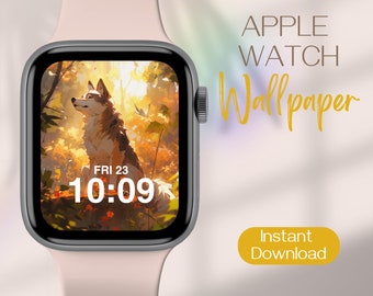 Cute Apple Watch Face, Wolf Smartwatch Wallpaper, Whimsical Apple Watch Wallpaper, Apple Watch Face Download, Forest Smart Watch Face
