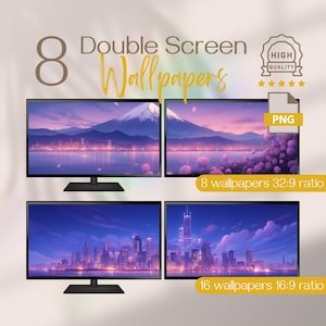 Neon dubbla skärmbakgrunder, nattsamling med dubbla skärmar, estetisk bakgrundsbild på flera skärmar i himlen, utökade skärmbakgrunder