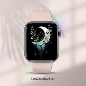 Aesthetic Apple Watch Face Wallpaper, Butterflies Smartwatch Wallpaper, Flowers Watch Wallpaper, Floral Smart Watch Face, Watch Background, Image 2