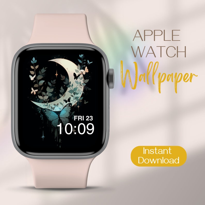 Aesthetic Apple Watch Face Wallpaper, Butterflies Smartwatch Wallpaper, Flowers Watch Wallpaper, Floral Smart Watch Face, Watch Background, Image 1