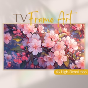 Marco de fotos para televisión Sakura, decoración artística para Samsung TV con diseño de flor de cerezo, elegante marco para TV para decoración del hogar, regalo ideal para inauguración de la casa.