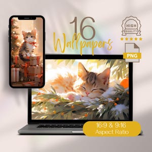 Papier Peint De Noël Chat Mignon, Fond D'écran De Téléphone Noël, Fond D'écran D'ordinateur Chat Mignon, Papier Peint De Bureau Mignon, Papier Peint De Noël De Noël