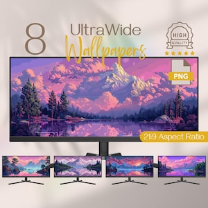 Ultrawide Pixel Art Landscape Wallpapers for Desktop, Ultra Wide Backgrounds 4K, Vibrant Monitor Wallpapers, Aesthetic HD Wallpaper Download