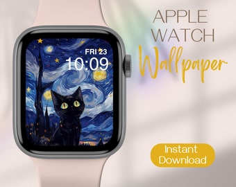 Cat Apple Watch Wallpaper, Apple Watch Background, Smartwatch Wallpaper, Apple Watch Face Design, Apple Watch Design, Downloadable Wallpaper